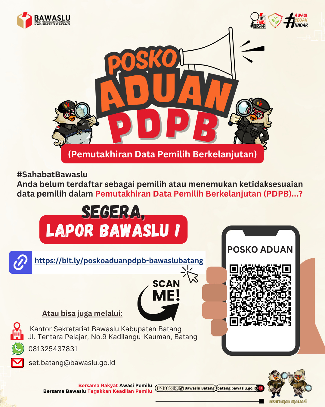 Bawaslu Batang Buka Posko Aduan PDPB