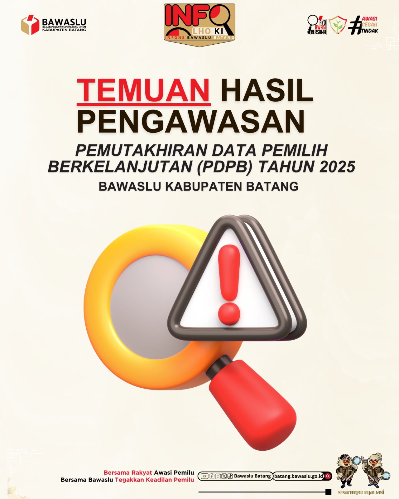 Bawaslu Batang Pengawasan Aktif Juli-September 2025, Temukan 21 Pemilih Meninggal Dunia