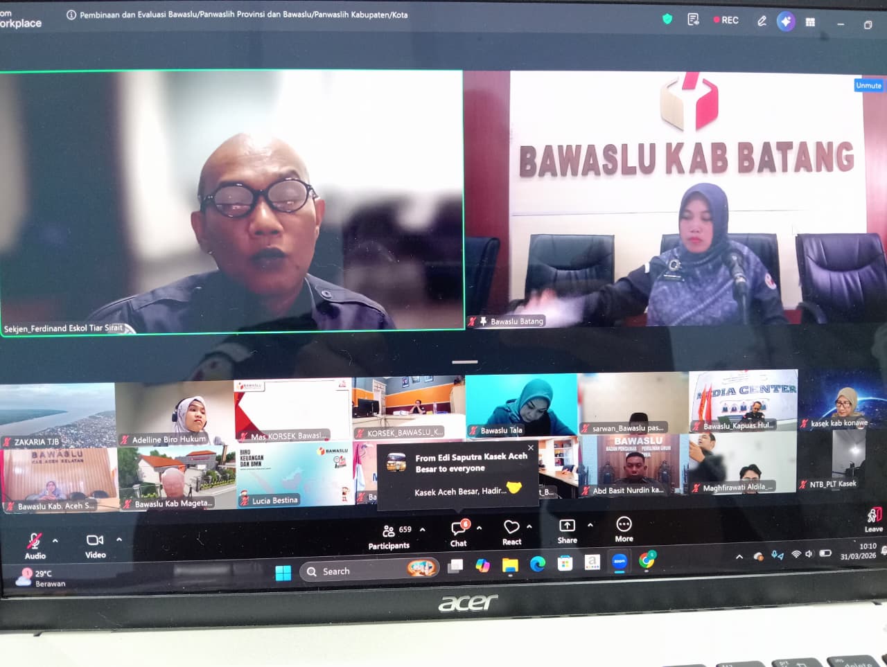 Penguatan SDM dan Kelembagaan, Bawaslu Batang Ikuti Rapat Nasional Bawaslu RI
