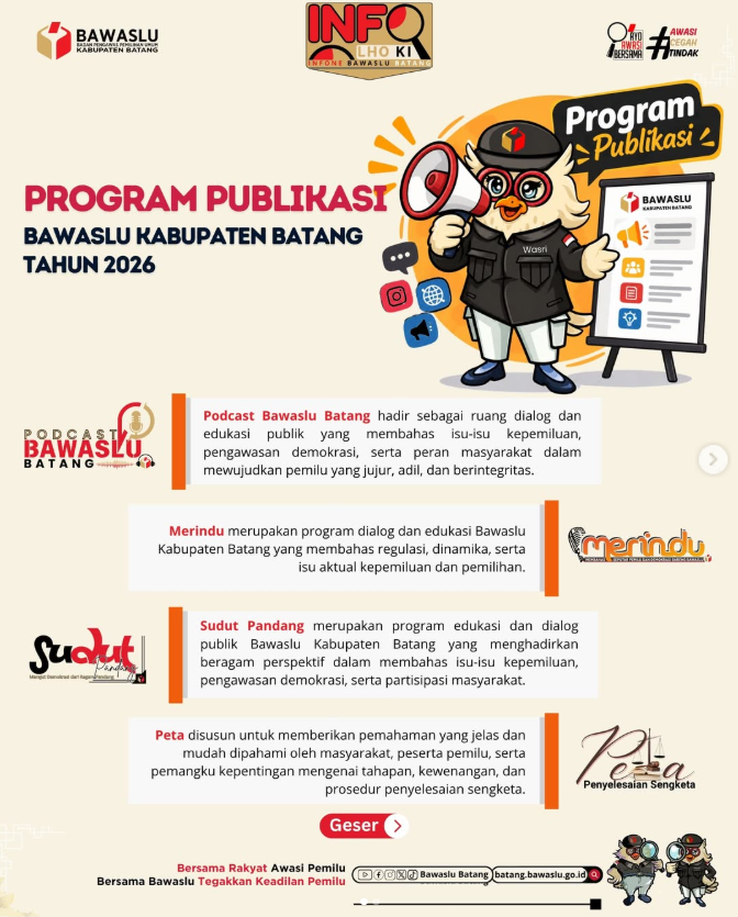 Perkuat Keterbukaan Informasi, Bawaslu Batang Hadirkan Beragam Program Publikasi